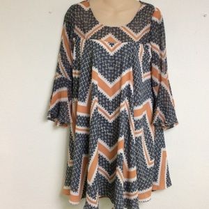 Anthropologie paper crown bell sleeve dress